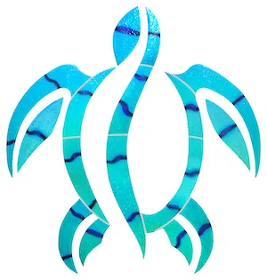 Artistry In Mosaics Fusion Islander Turtle Porcelain Pool Design 6" x 6"